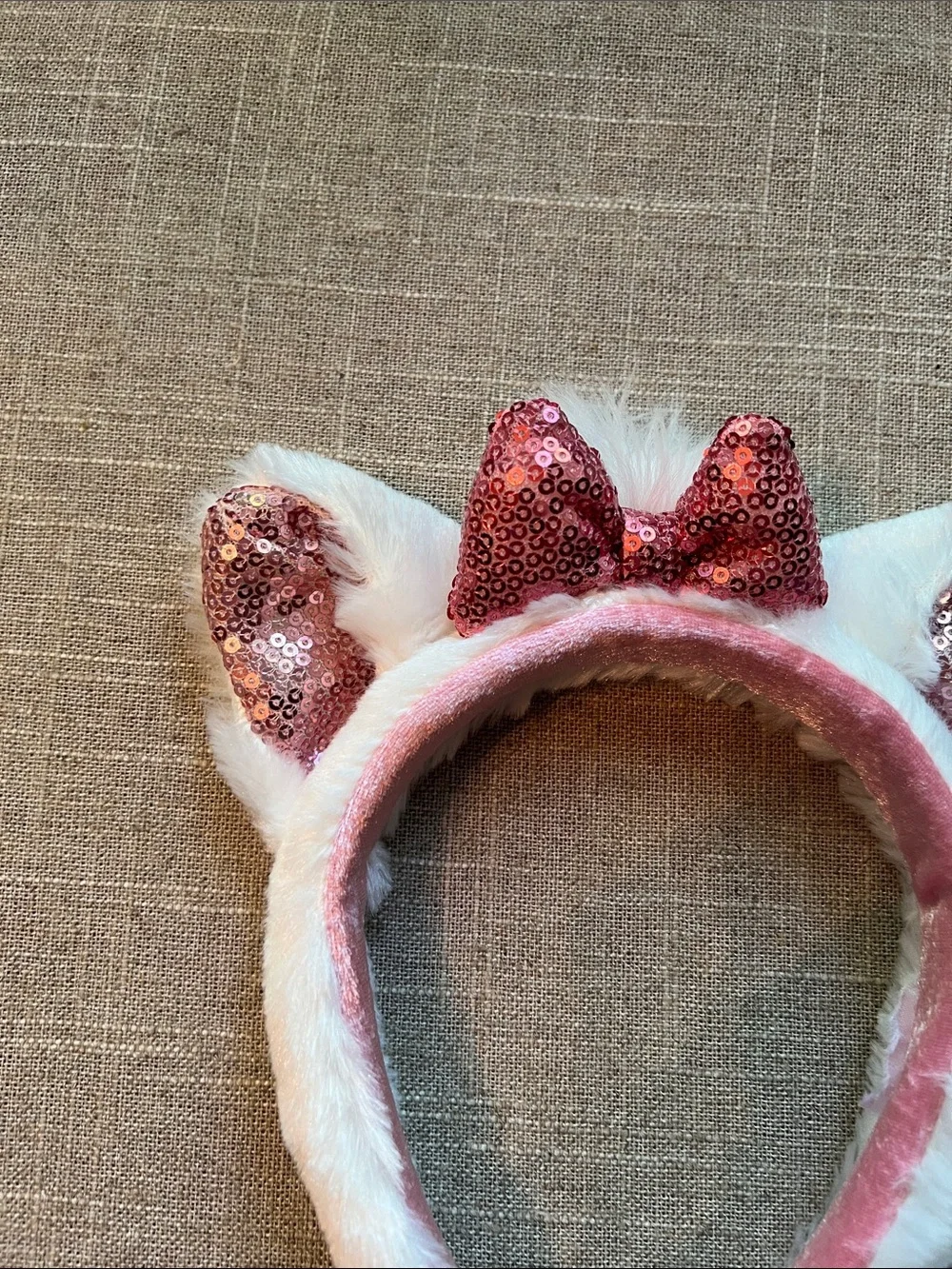 Disney Pink Sequin Marie Cat Ear Headband with Bow - Picture 2 of 4